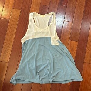 Ginger G Ivory Yoke Pocket Tank with Light Blue Body